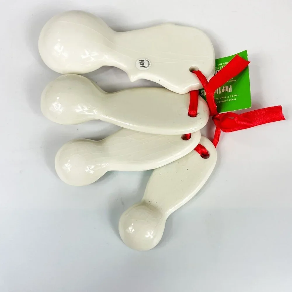 Hand-Painted Ceramic Snowman Measuring Spoons Set Of 4 By Pier 1